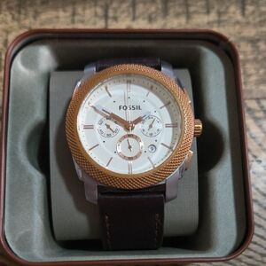 Fossil Gold and Brown Leather Watch